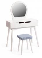 Туалетный столик с зеркалом и табуретом Secret De Maison FABRON (mod. TT-DT033) МДФ+сосна, 80*40*130,5, Белый (White) Туалетный столик с зеркалом и табуретом Secret De Maison FABRON (mod. TT-DT033) МДФ+сосна, 80*40*130,5, Белый (White). Фото №1