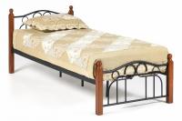 Кровать AT-808 Wood slat base дерево гевея/металл, 90*200 см (Single bed), красный дуб/черный фото Кровать AT-808 Wood slat base дерево гевея/металл, 90*200 см (Single bed), красный дуб/черный. Фото №1