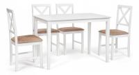 Обеденный комплект эконом Хадсон (стол + 4 стула)/ Hudson Dining Set дерево гевея/мдф, стол: 110х70х75см / стул: 44х42х89см, pure white (бел Обеденный комплект эконом Хадсон (стол + 4 стула)/ Hudson Dining Set дерево гевея/мдф, стол: 110х70х75см / стул: 44х42х89см, pure white (бел