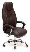 Компьютерное кресло BOSS (хром) кож/зам, коричневый/коричневый перфорированный, 36-36/36-36/06 фото Компьютерное кресло BOSS (хром) кож/зам, коричневый/коричневый перфорированный, 36-36/36-36/06. Фото №1