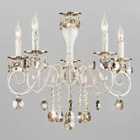 Подвесная люстра Eurosvet Ravenna 10104/5 белый с золотом/тонированный хрусталь Strotskis фото Подвесная люстра Eurosvet Ravenna 10104/5 белый с золотом/тонированный хрусталь Strotskis. Фото №1