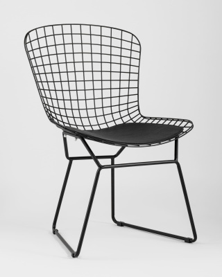 Стул обеденный Bertoia черный с черной подушкой фото Стул обеденный Bertoia черный с черной подушкой. Фото №3