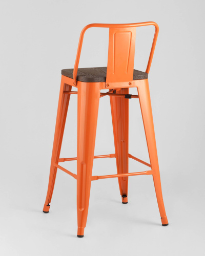 Стул полубарный TOLIX WOOD со спинкой оранжевый глянцевый. Фото №7