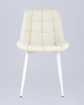 Стул Флекс велюр светло-бежевый белые ножки. Фото