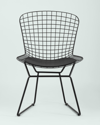 Стул обеденный Bertoia черный с черной подушкой фото Стул обеденный Bertoia черный с черной подушкой. Фото №5