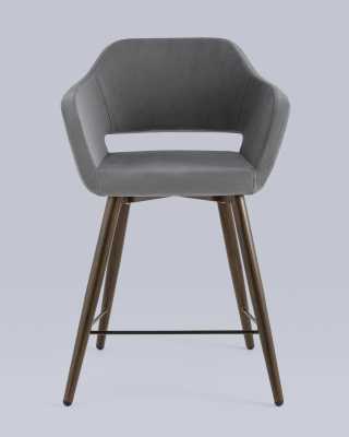 Стул полубарный Саймон велюр тёмно-серый. Фото