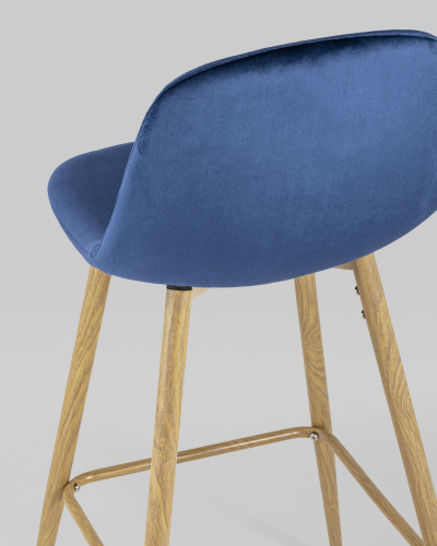 Стул барный Валенсия велюр синий ножки цвет дерево. Фото №8