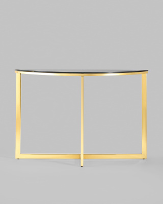 Консоль полукруглая АЛЬБА 115*30 золото стекло черное фото Консоль полукруглая АЛЬБА 115*30 золото стекло черное. Фото №4