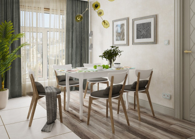 Стол обеденный Экстра 2 белый/Весна фото Стол обеденный Экстра 2 белый/Весна. Фото №2