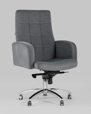 Кресло руководителя Лансет микровелюр темно-серый. Фото
