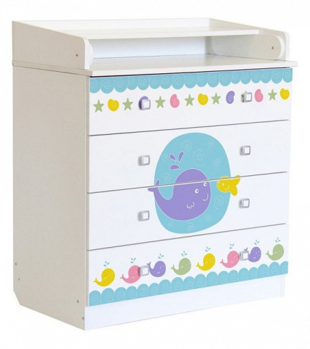 Комод пеленальный Polini kids Simple 1580 Морская история, белый. Фото №1