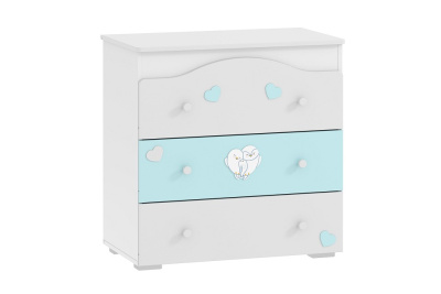 КомодЛилу Птички НМ 041.02 + НМ 041.02-01 Надстройка для пеленания, Белый/Голубой (эмаль), Белый Скандинавский. Фото