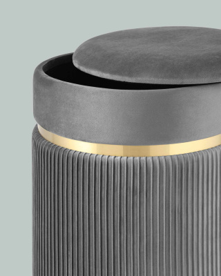 Пуф Миранда с ящиком велюр серый. Фото №5