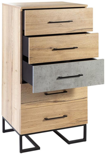 Комод с 5 ящиками Loft Дуб натур/Бетон. Фото №6