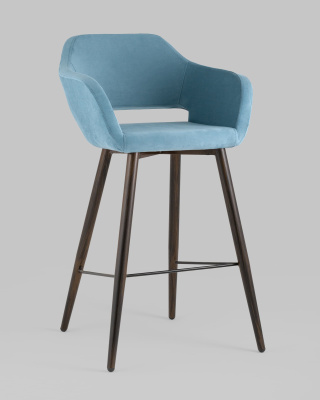 Стул барный Саймон велюр пыльно-голубой. Фото