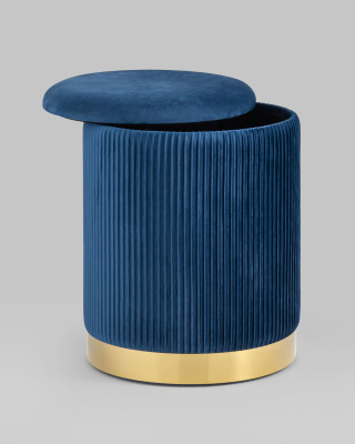Пуф Шарлотта с ящиком велюр синий фото Пуф Шарлотта с ящиком велюр синий. Фото №4