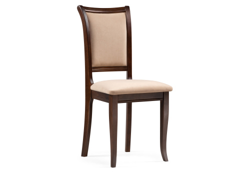 Стул деревянный Корнелл бежевый велюр / орех темный. Фото №1