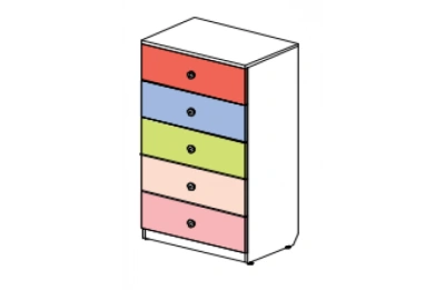 Комод узкий пять ящиков Силуэт. Фото