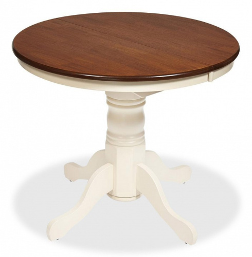 Стол NAVARRESE (mod. E-R36R+12AV NMO-2A) дерево гевея/мдф, 90+30х76см, rustic oak+cream (дуб+кремовый). Фото №1