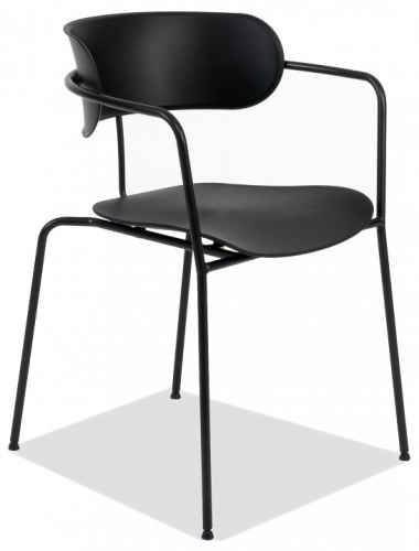 Кресло VAN HALLEN (mod. 2433) пластик/металл, 54,5х53,5х76 см, высота до сиденья 46 см, черный/черный  (поставляется по 4 шт). Фото №1