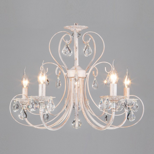 Подвесная люстра Eurosvet Alda 3305/5 белый с золотом/прозрачный хрусталь Strotskis. Фото №1