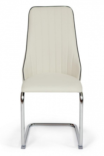 Стул FRATELLI ( mod.8415 ) металл/экокожа, 44х62х97х47см, хром/слоновая кость/пепельно-коричневый(окантовка) (поставляется только по 4 шт). Фото №2
