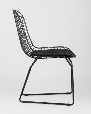 Стул обеденный Bertoia черный с черной подушкой фото Стул обеденный Bertoia черный с черной подушкой. Фото №4