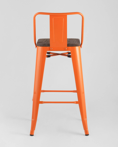 Стул полубарный TOLIX WOOD со спинкой оранжевый глянцевый. Фото №6