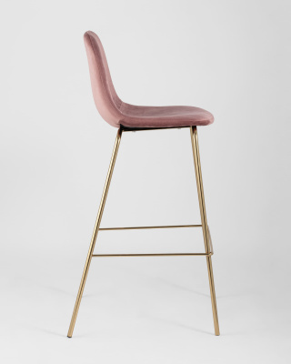 Стул барный Валенсия велюр пыльно-розовый золотые ножки. Фото №4