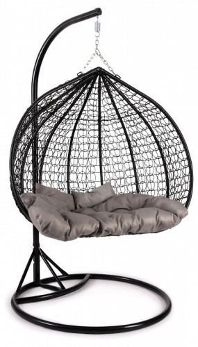 Кресло подвесное (mod. SC-007) с подушкой Металл/Искусственный ротанг, стойка:137х115х200м корзина:137х72х124см, стойка:черный,корзина:черны. Фото №1