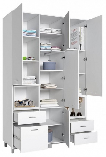 Шкаф комбинированный Polini Kids Mirum, белый. Фото №3