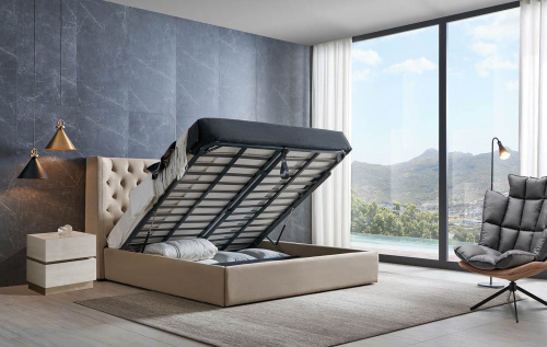 Кровать 1726 BEIGE бежевая с ящиком для белья. Фото №7