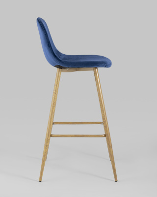 Стул барный Валенсия велюр синий ножки цвет дерево. Фото №4