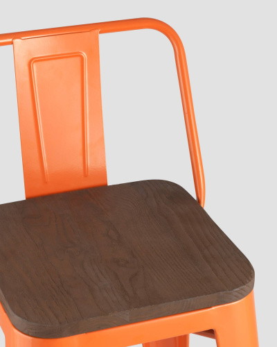 Стул полубарный TOLIX WOOD со спинкой оранжевый глянцевый. Фото №10