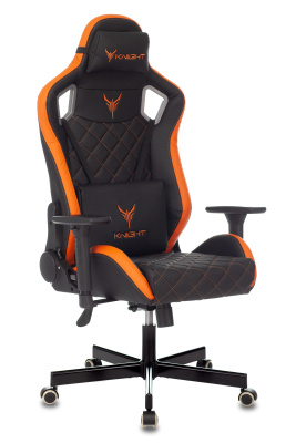 Кресло игровое Knight OUTRIDER черный/оранжевый ромбик эко.кожа с подголов. крестовина металл. Фото №2